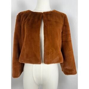 FAUX FUR BOLERO CROPPED JACKET IN RUST (Womans: XS to S)